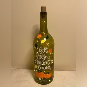 Decorated Wine Bottles, Fall, Home Decor